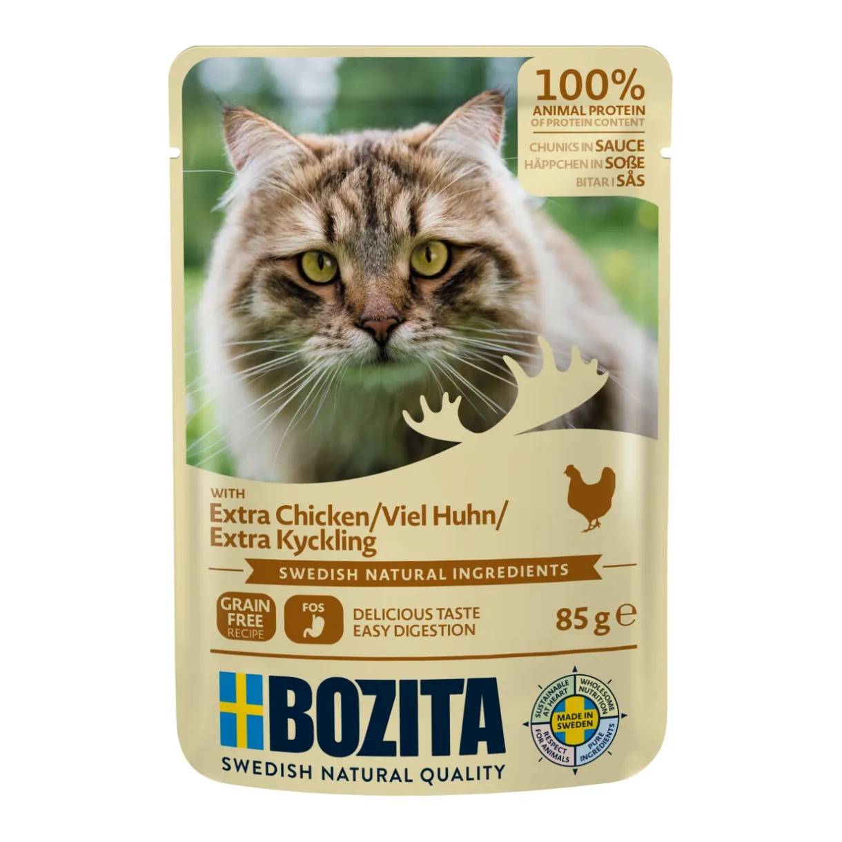 BOZITA Nourriture Humide^Sachet de bouchées en sauce 12 x 85 g Poulet