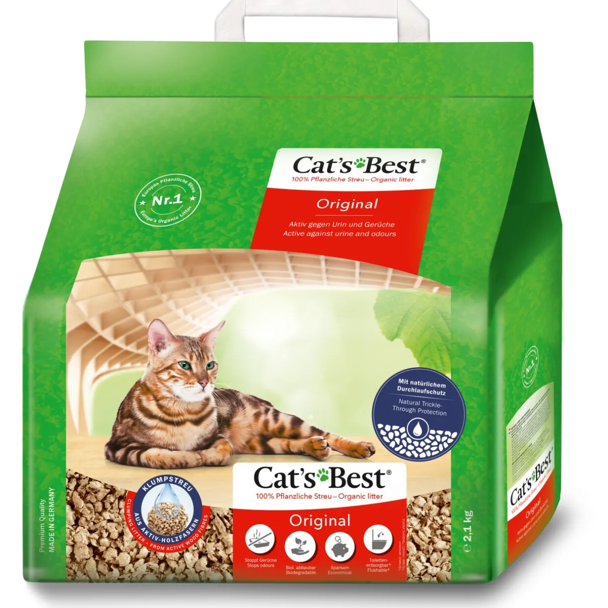 Cat's Best Litière Pour Chat^Litière agglomérante biodégradable Original 2,1 kg
