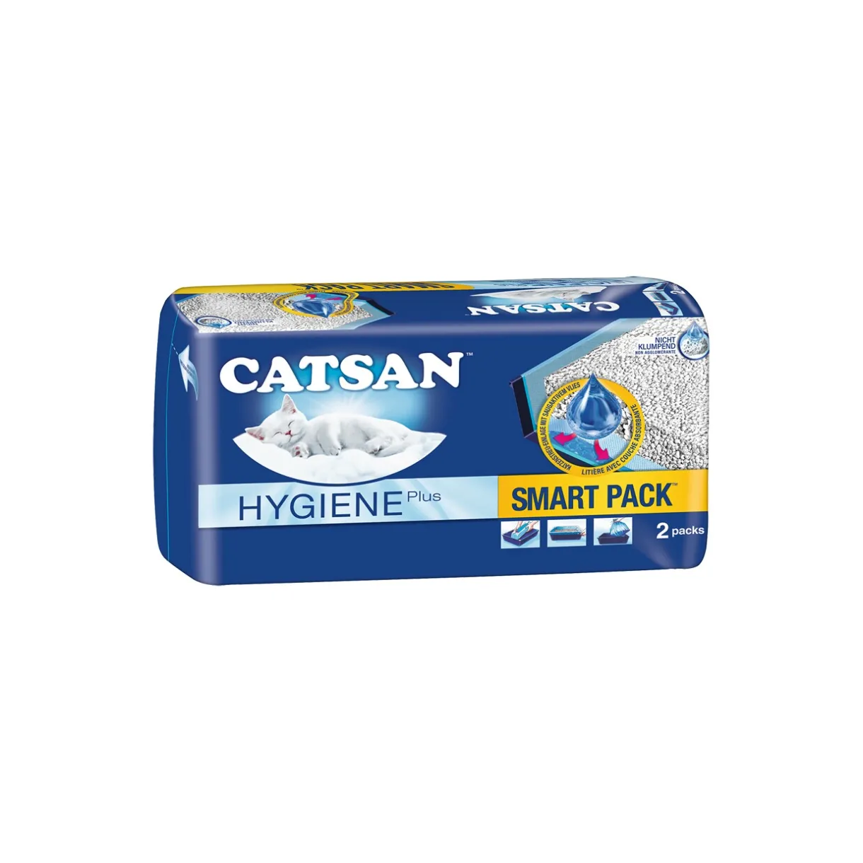 CATSAN Litière Pour Chat^Sac et litière 2-en1 prêt à poser 2 pcs