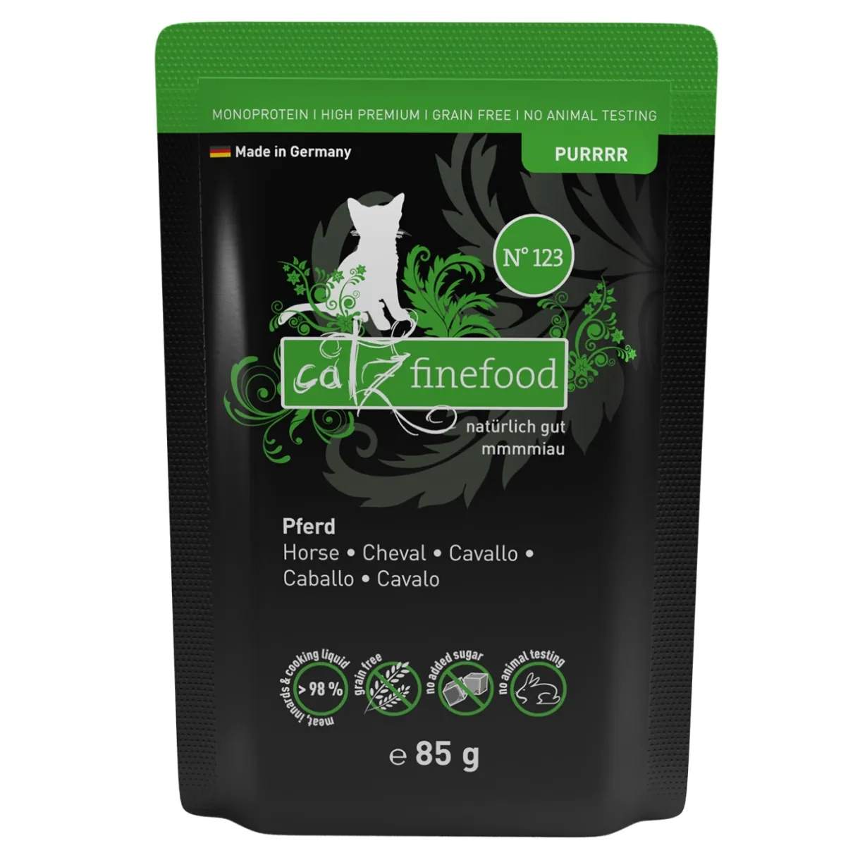 Catz finefood Nourriture Humide^Nourriture humide chat Purrrr Adult N° 123 Cheval 16x85 g