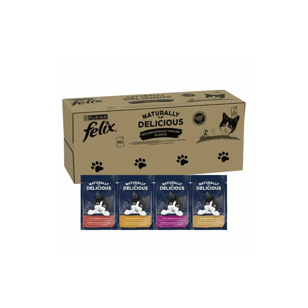 Felix Nourriture Humide^Naturally Delicious Variété de saveurs du pays 80 x 80 g