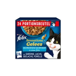 Felix Nourriture Humide^Sensations Gelées 24 x 85 g Variété de saveurs aquatiques
