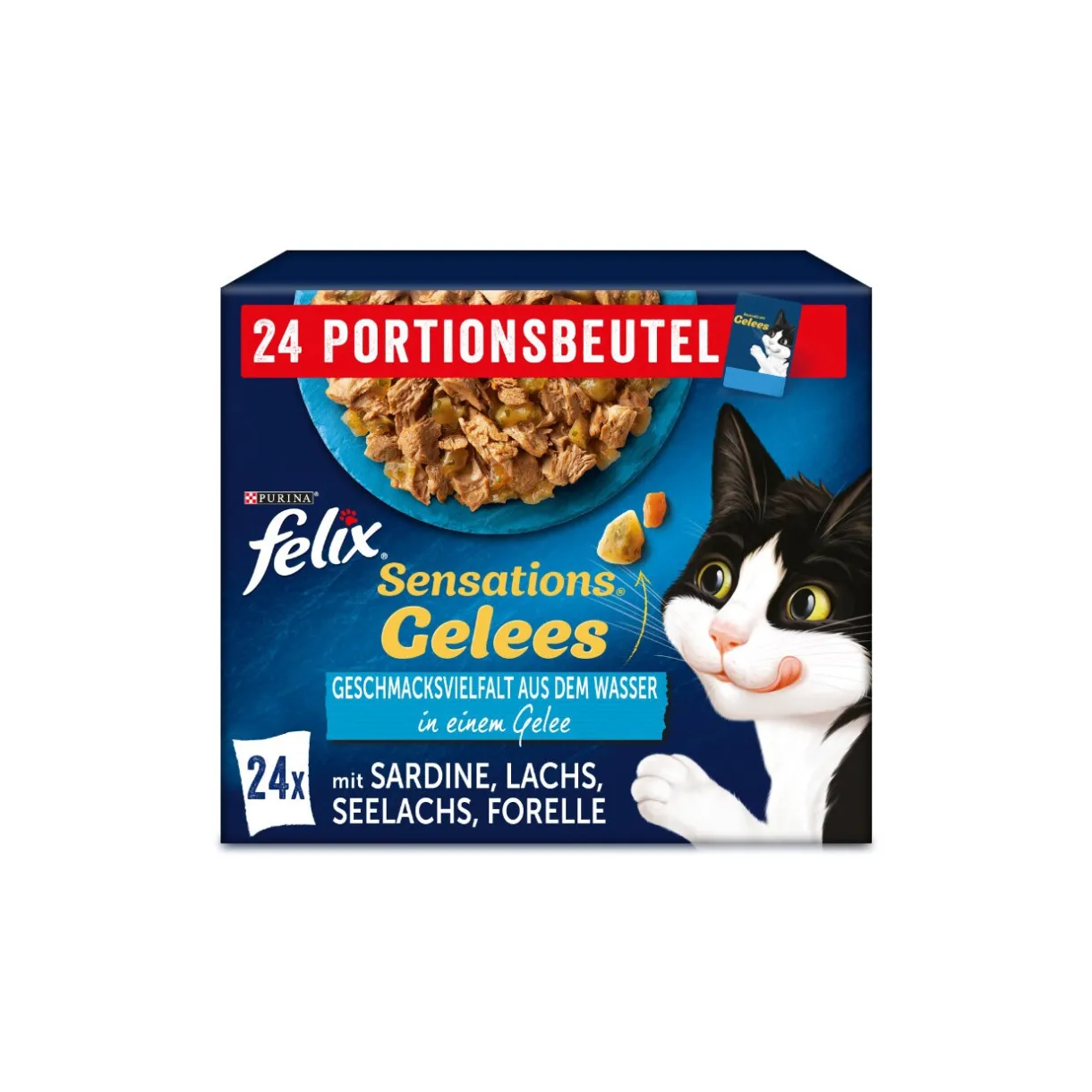 Felix Nourriture Humide^Sensations Gelées 24 x 85 g Variété de saveurs aquatiques