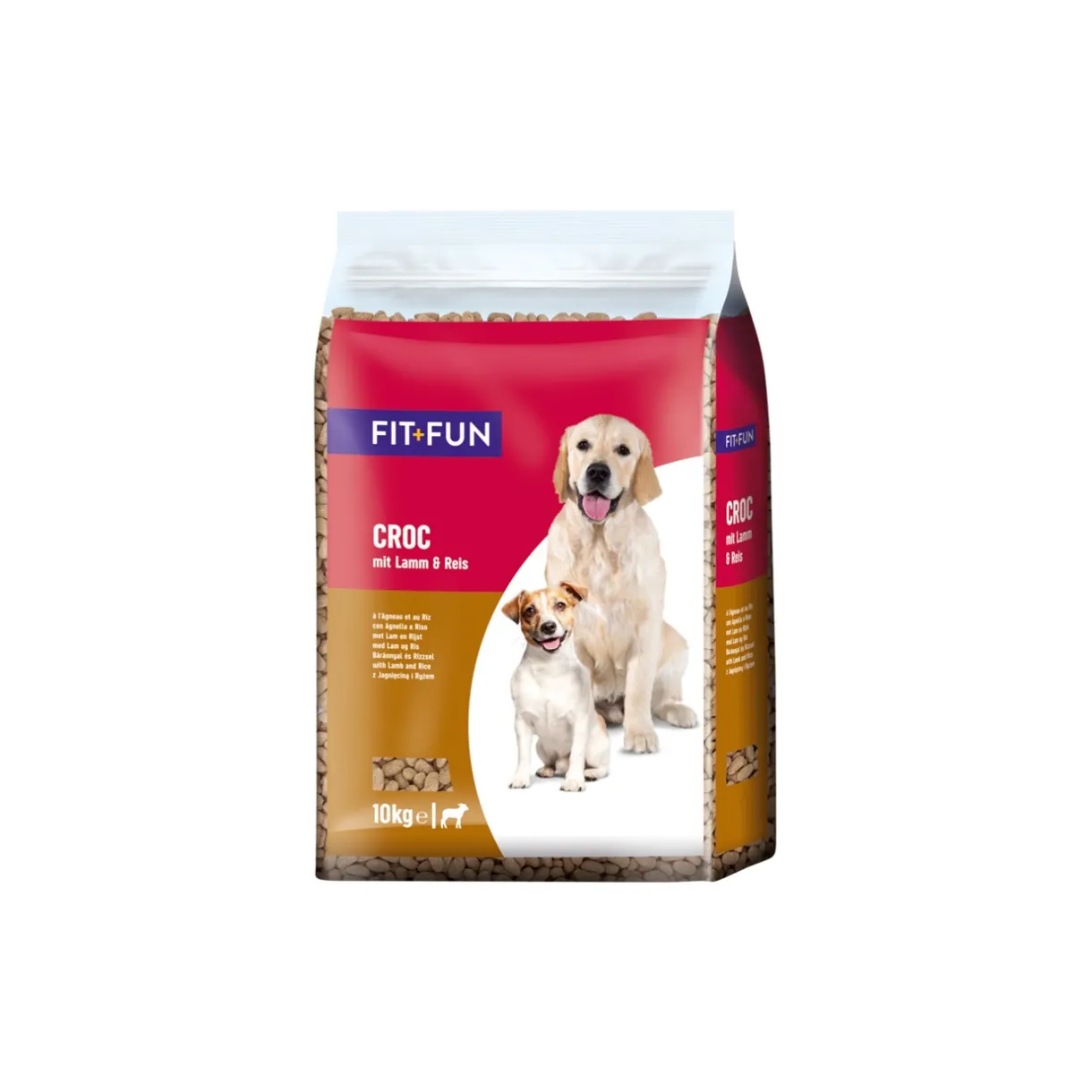 FIT+FUN Croquettes^nourriture sèche adulte 10 kg Agneau et riz