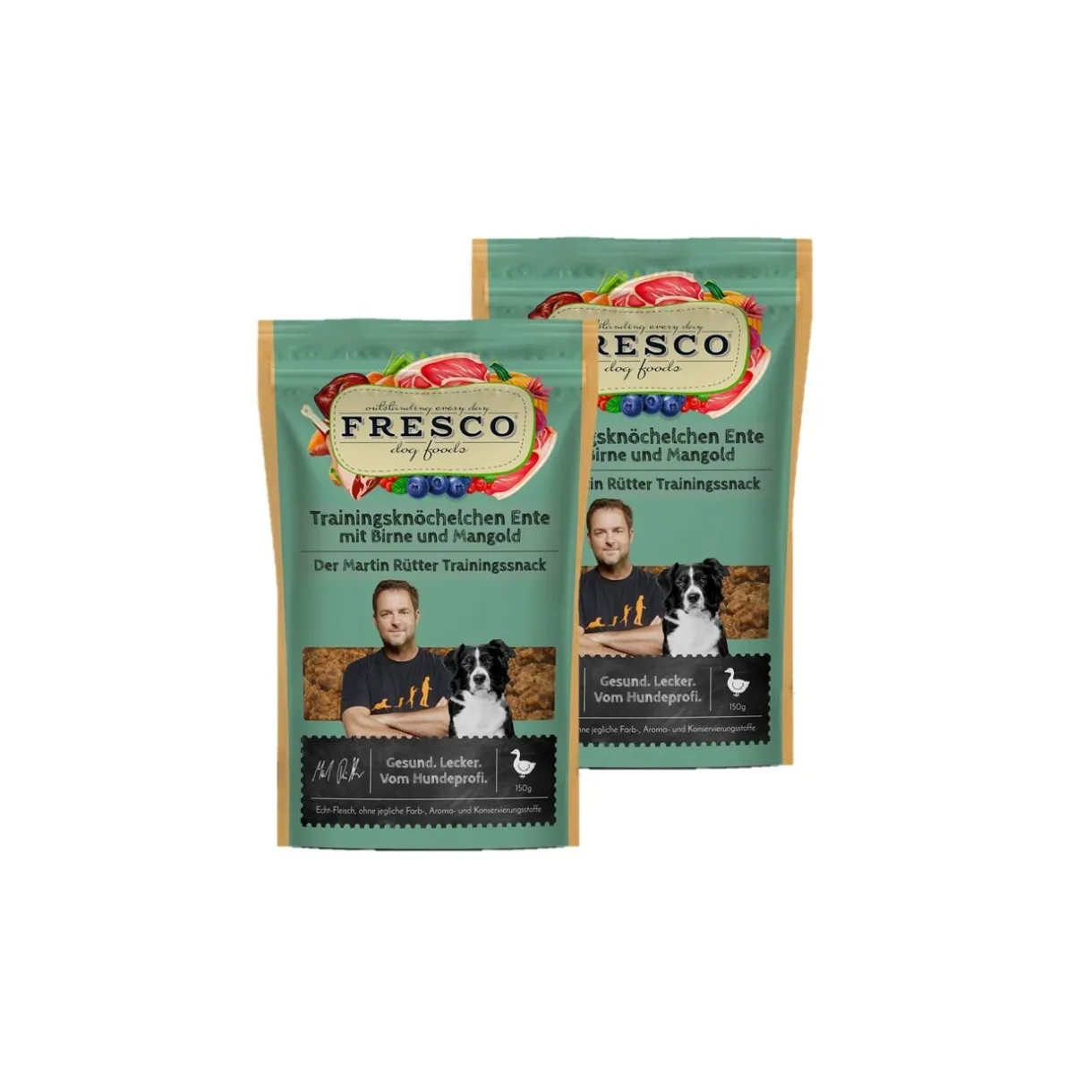 FRESCO Friandises|Nourriture^Petits os d’entraînement M. Rütter 2x150g Canard, poire et côtes de blette