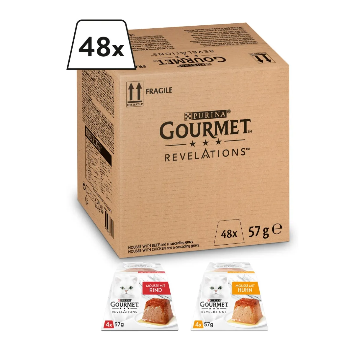 GOURMET Nourriture Humide^Mousse Revelations en sauce 48x57 g Poulet et bœuf