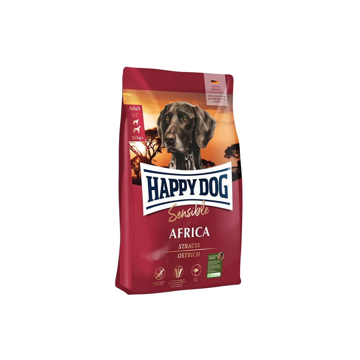 HAPPY DOG Croquettes^Sensible Croquettes Chien Adulte, Afrique 1 kg