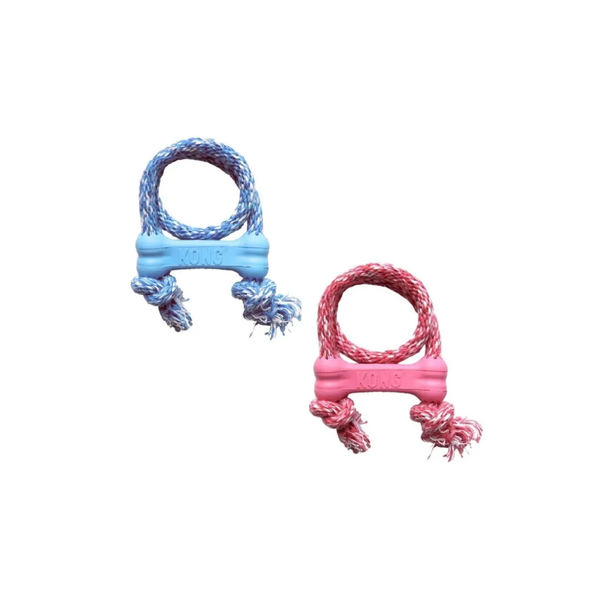 KONG Dentition Et Soins Dentaires|Jouets^Puppy Goodie Bone avec corde XS bleu/rose