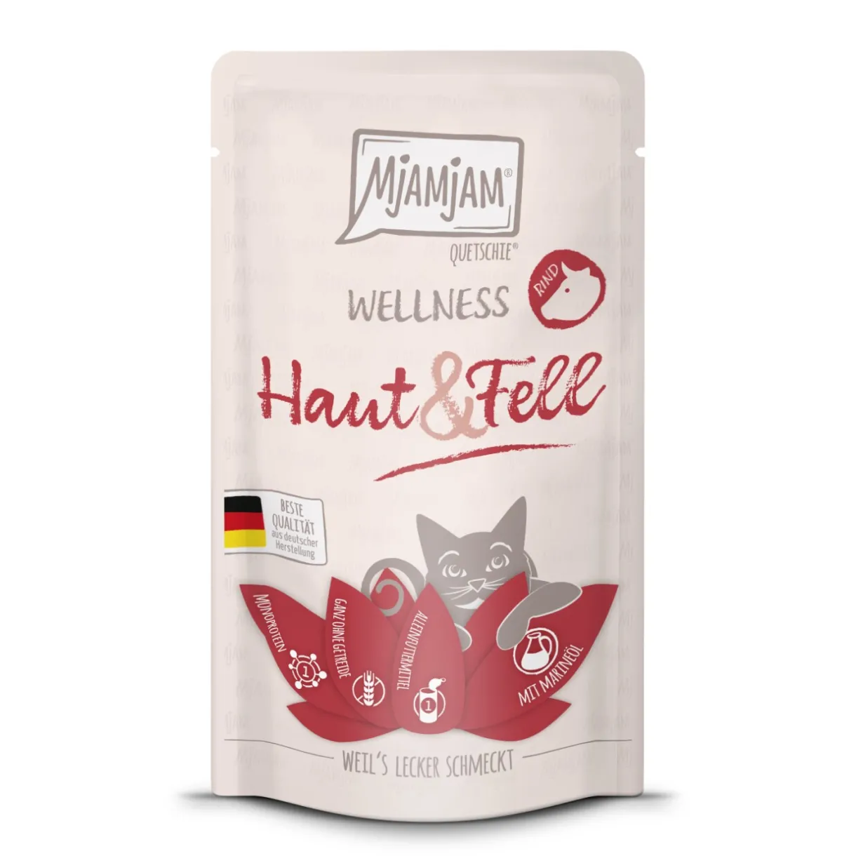 MjAMjAM Nourriture Humide^nourriture humide pour chat adulte, Bien-être Peau & Pelage 12x125 g Bœuf
