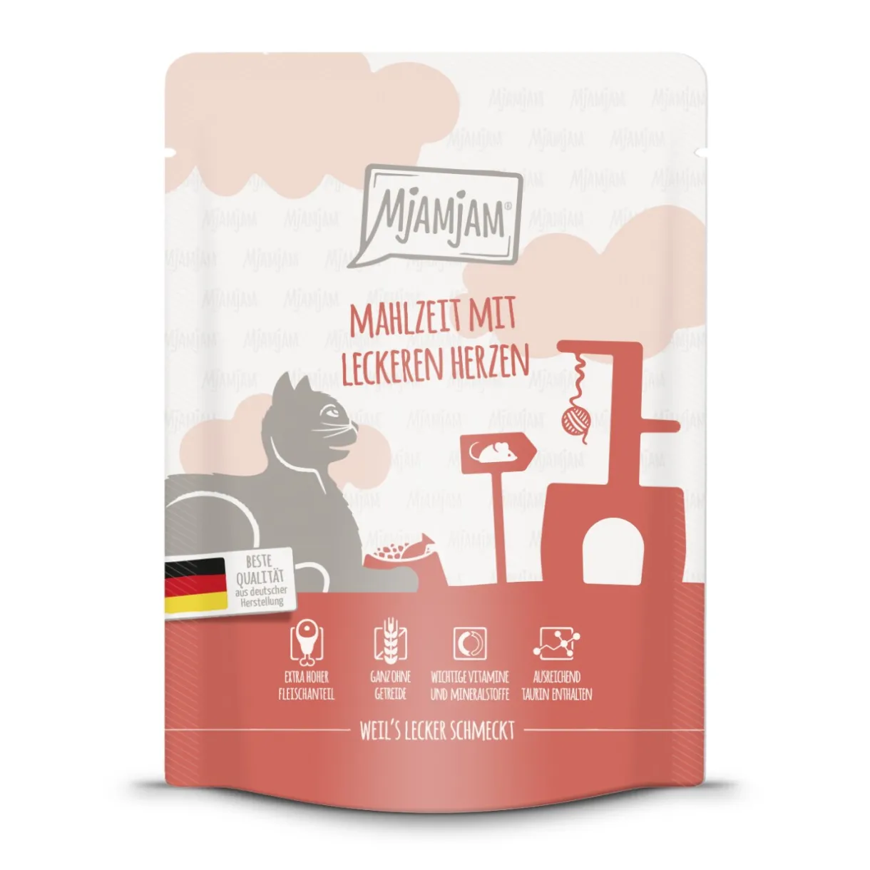 MjAMjAM Nourriture Humide^nourriture humide pour chat adulte, Quetschie 6x300 g avec cœurs