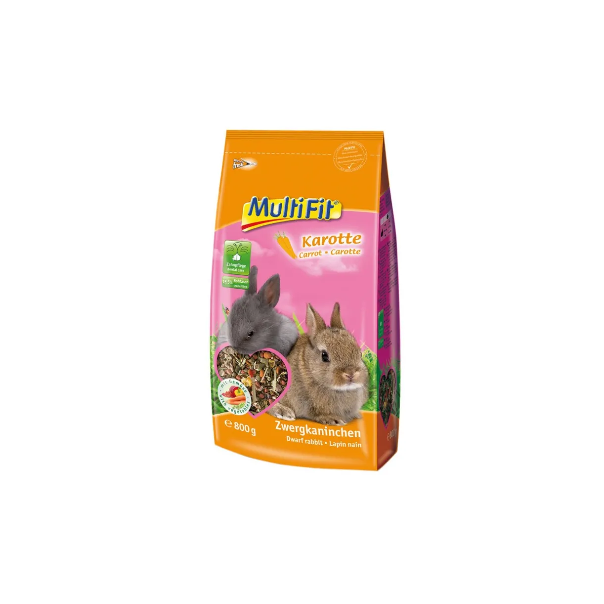 MultiFit Lapins Nains|Nourriture Principale^à la carotte pour lapins nains 800 g