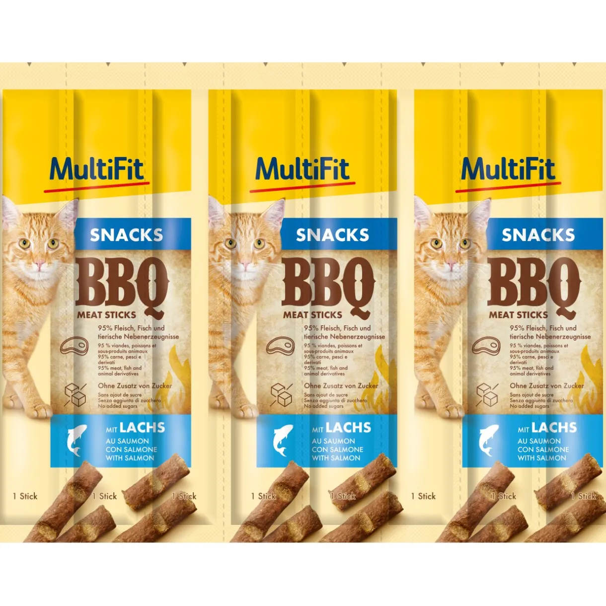 MultiFit Friandises^BBQ Meat Sticks 7 x 8 x 5 g Saumon