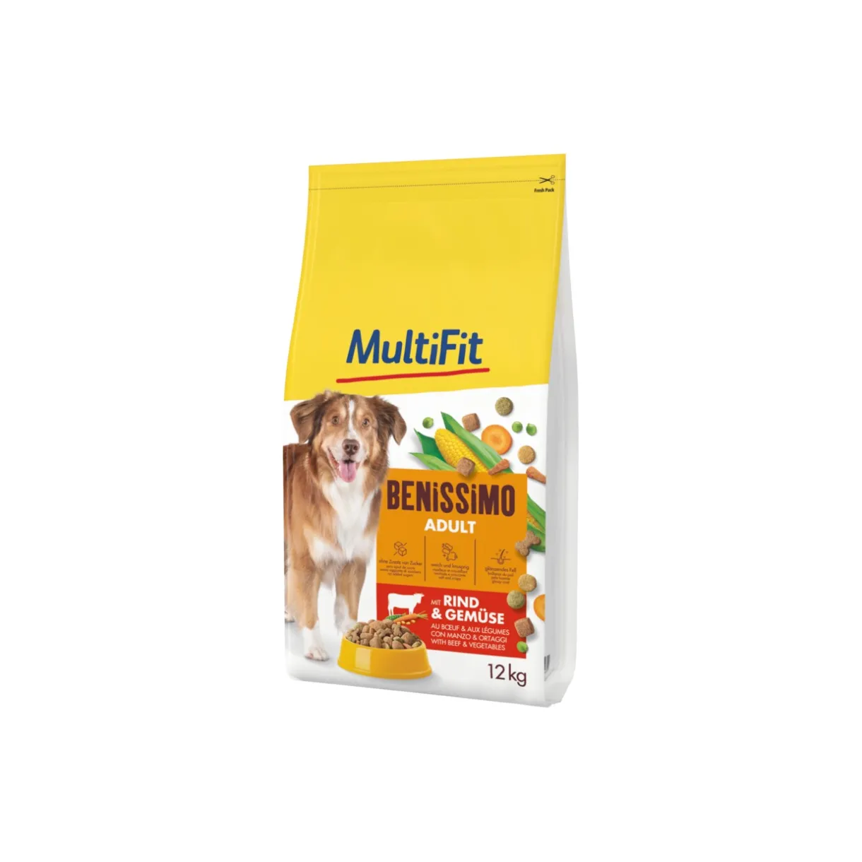MultiFit Croquettes^Benissimo Croquettes Chien Adulte, avec Bœuf & Légumes 12 kg