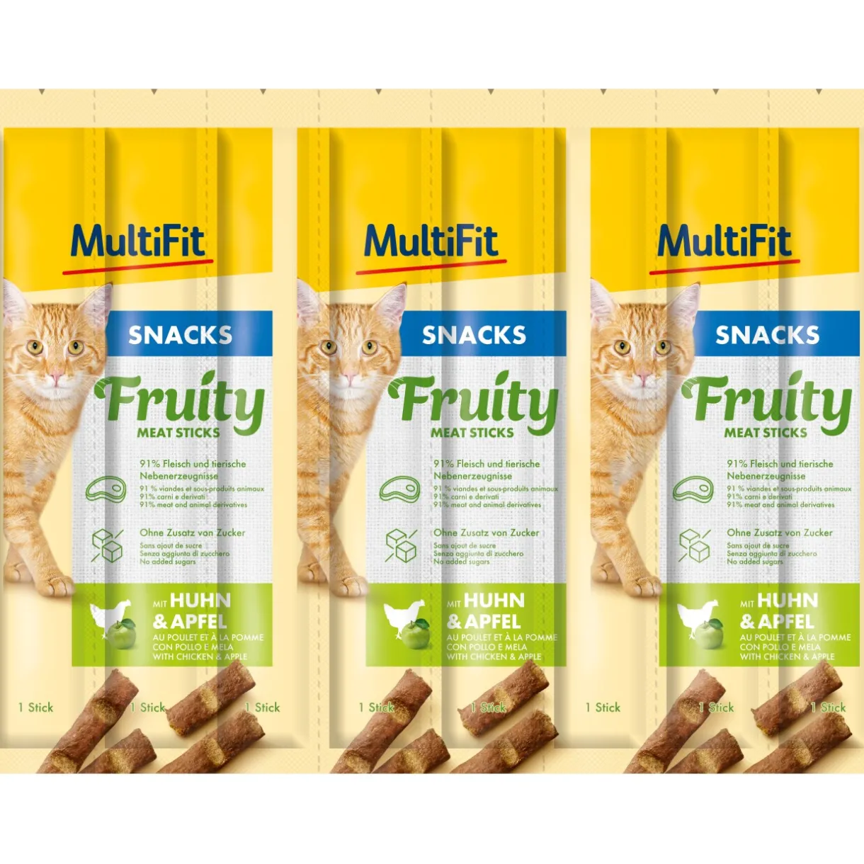 MultiFit Friandises^Bâtonnets Fruity Meat 7x8x5 g Poulet et pomme