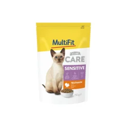 MultiFit Alimentation Diététique|Nourriture Diététique Chat^Care nourriture sèche pour chat, Adulte, Sensible, Dinde 750 g