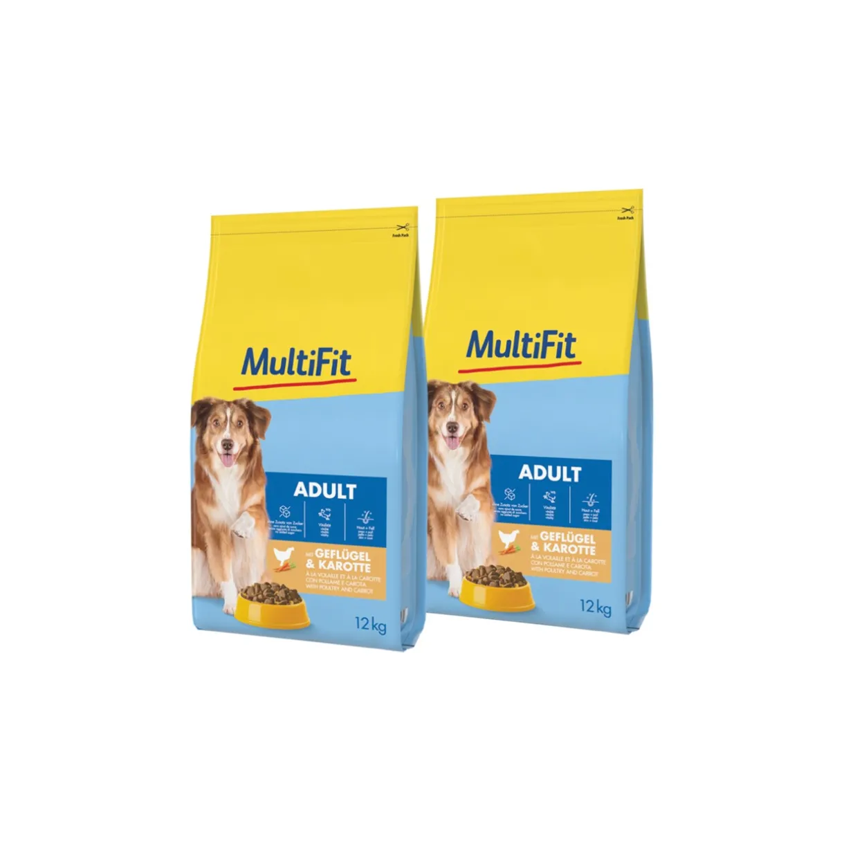 MultiFit Croquettes^Croquettes pour chien adulte, avec volaille et carotte 2x12 kg
