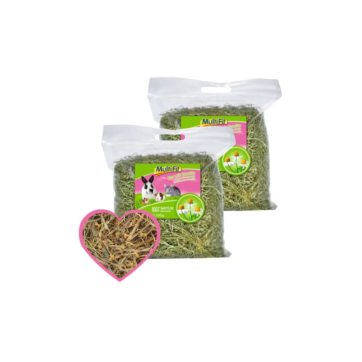 MultiFit Tout Dans Poules & Basse-Cour|Nourriture & Foin^foin avec camomille 2 x 500 g