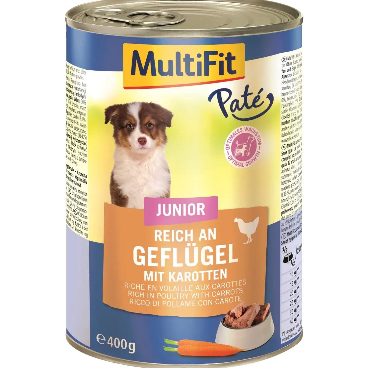 MultiFit Nourriture Humide|Nourriture^Junior Pate Volaille et carottes 6x400 g