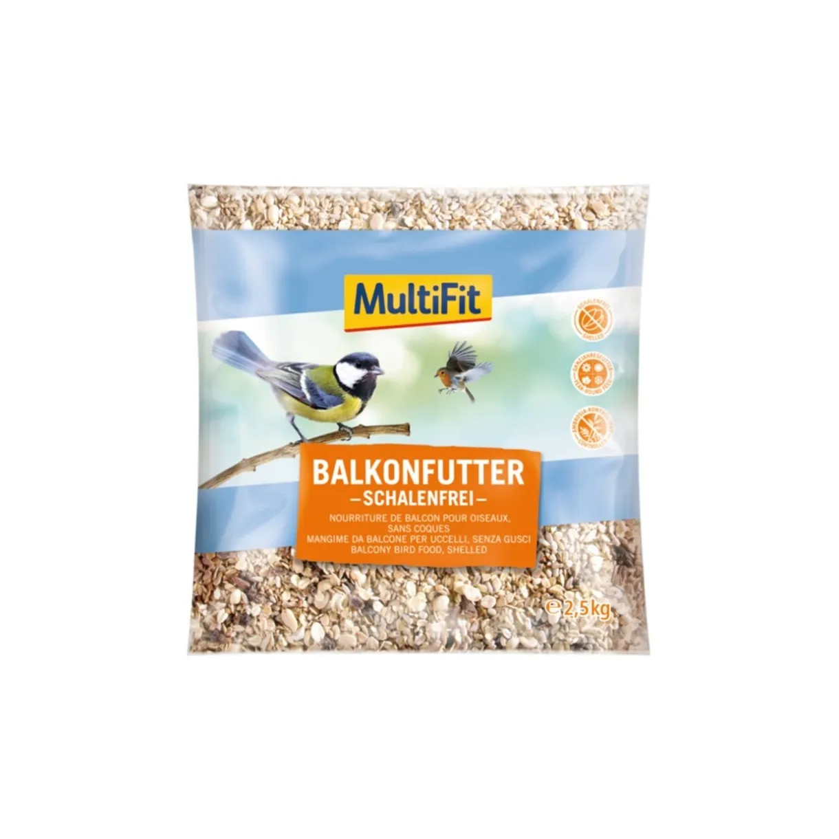 MultiFit Nourriture Pour Oiseaux Du Ciel|Nourriture Pour Oiseaux Sauvages^Nourriture de balcon pour oiseaux sauvages sans coques 2.5kg