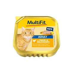 MultiFit Nourriture Humide^nourriture humide pour chat adulte, pâté au poulet et au lait 16x100 g