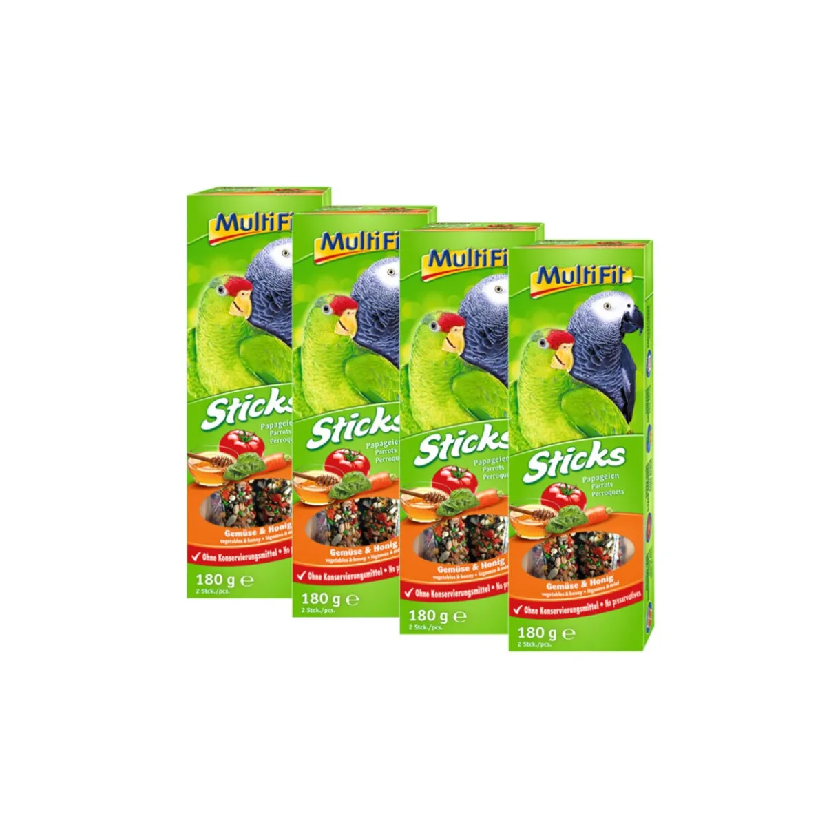 MultiFit Friandises^Sticks pour perroquets Sticks 4 x 2 Légumes Miel