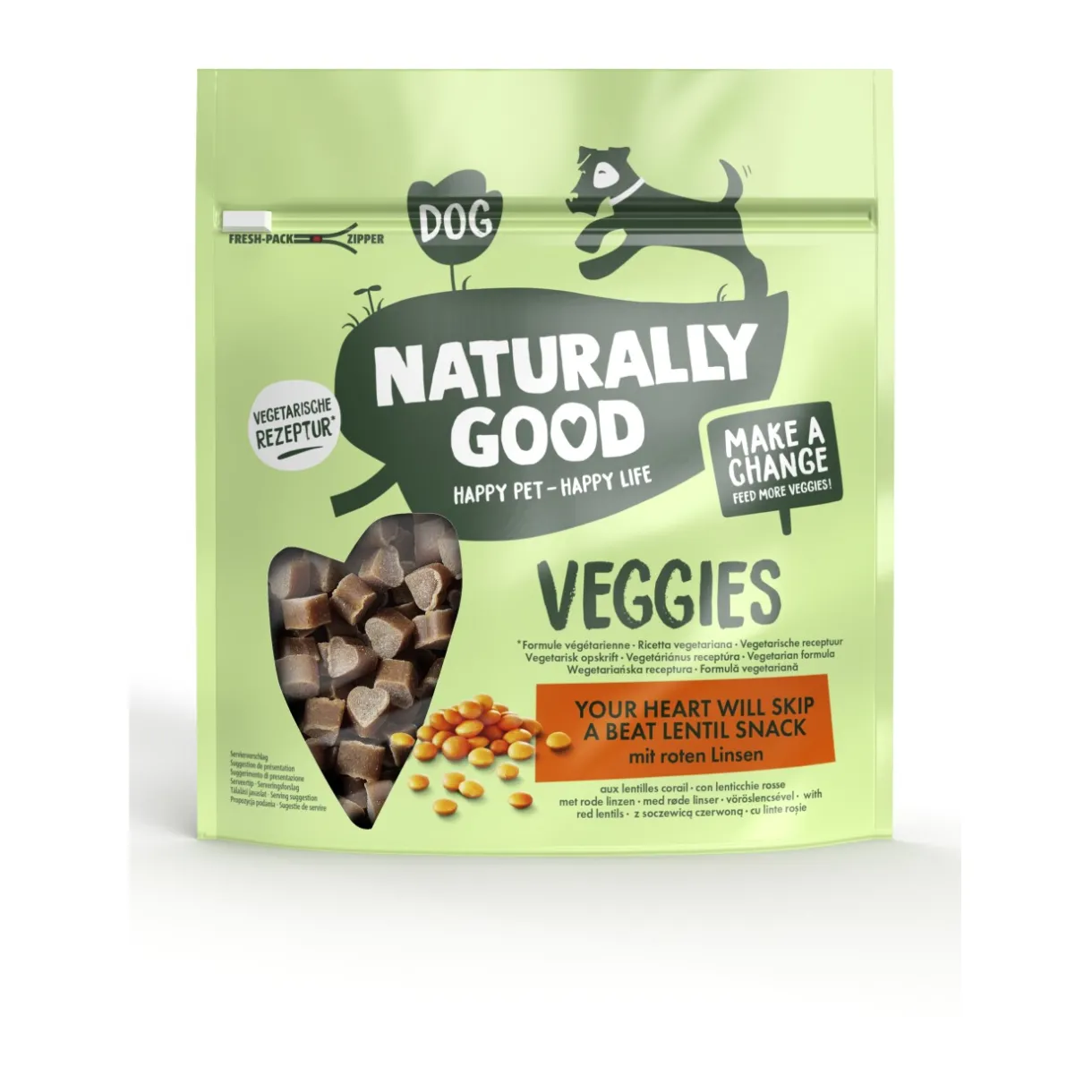 Naturally Good Friandises|Nourriture^Veggies Snack d’entraînement Coeurs aux lentilles rouges 200 g