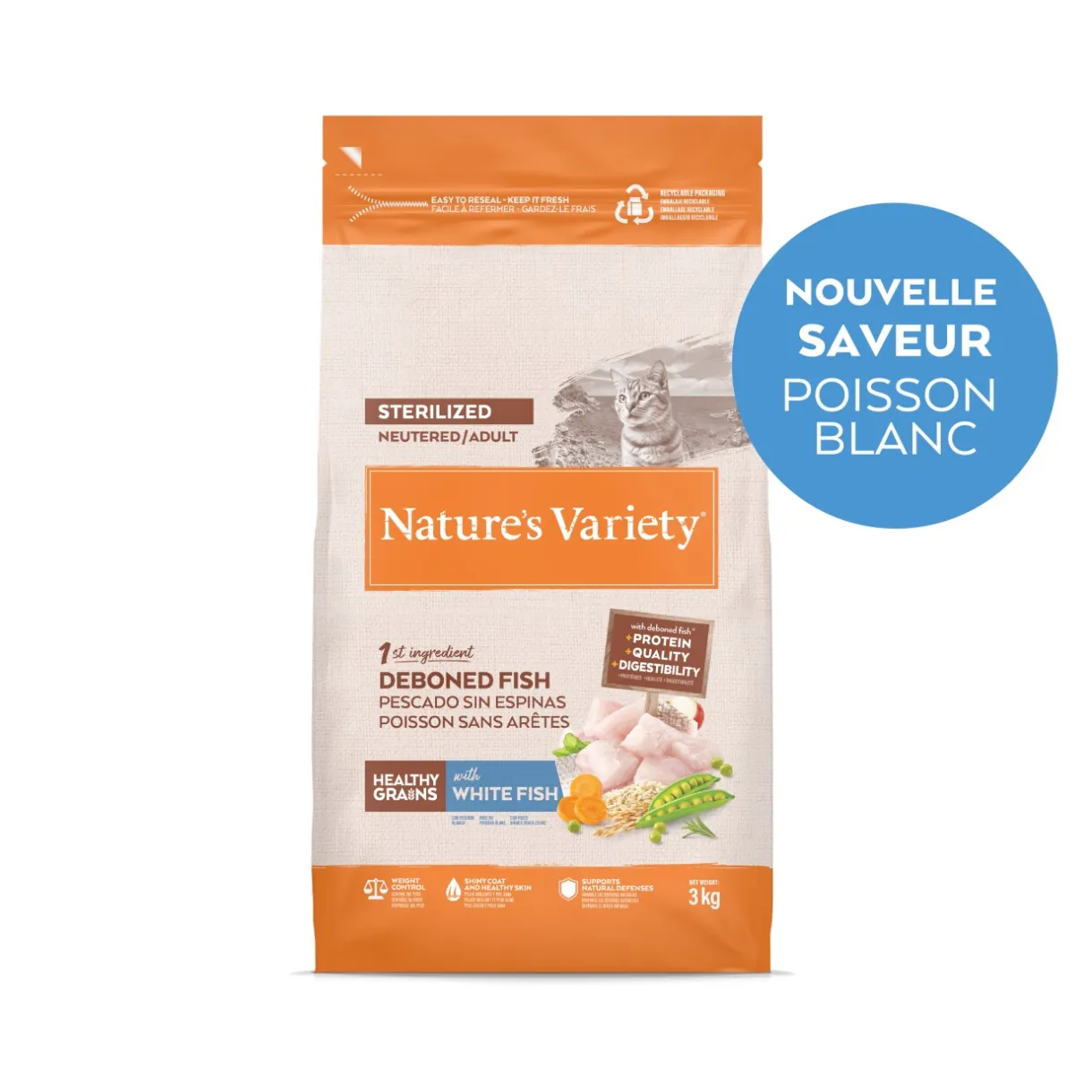 Nature's Variety Croquettes Pour Chat^Grains stérilisé Poissons Blancs 3kg