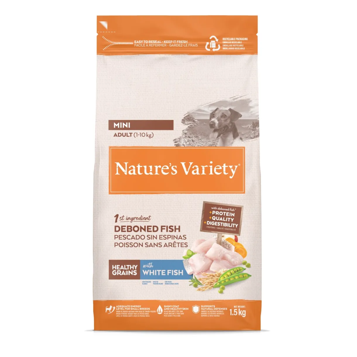 Nature's Variety Croquettes^Healthy Grains Adulte Mini Poissons Blancs 1,5kg