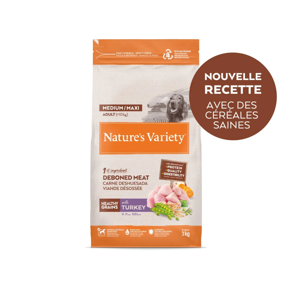 Nature's Variety Croquettes^Healthy Grains Adulte Med/Max Dinde 3 kg