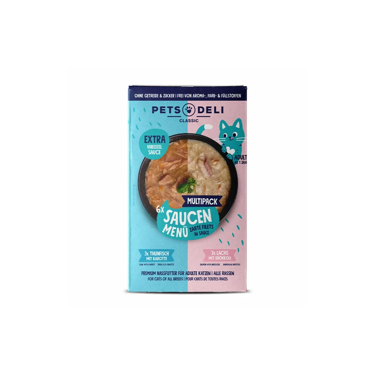Nourriture Humide^Nourriture humide chat adulte menu sauces Multipack saumon, thon 6x70g