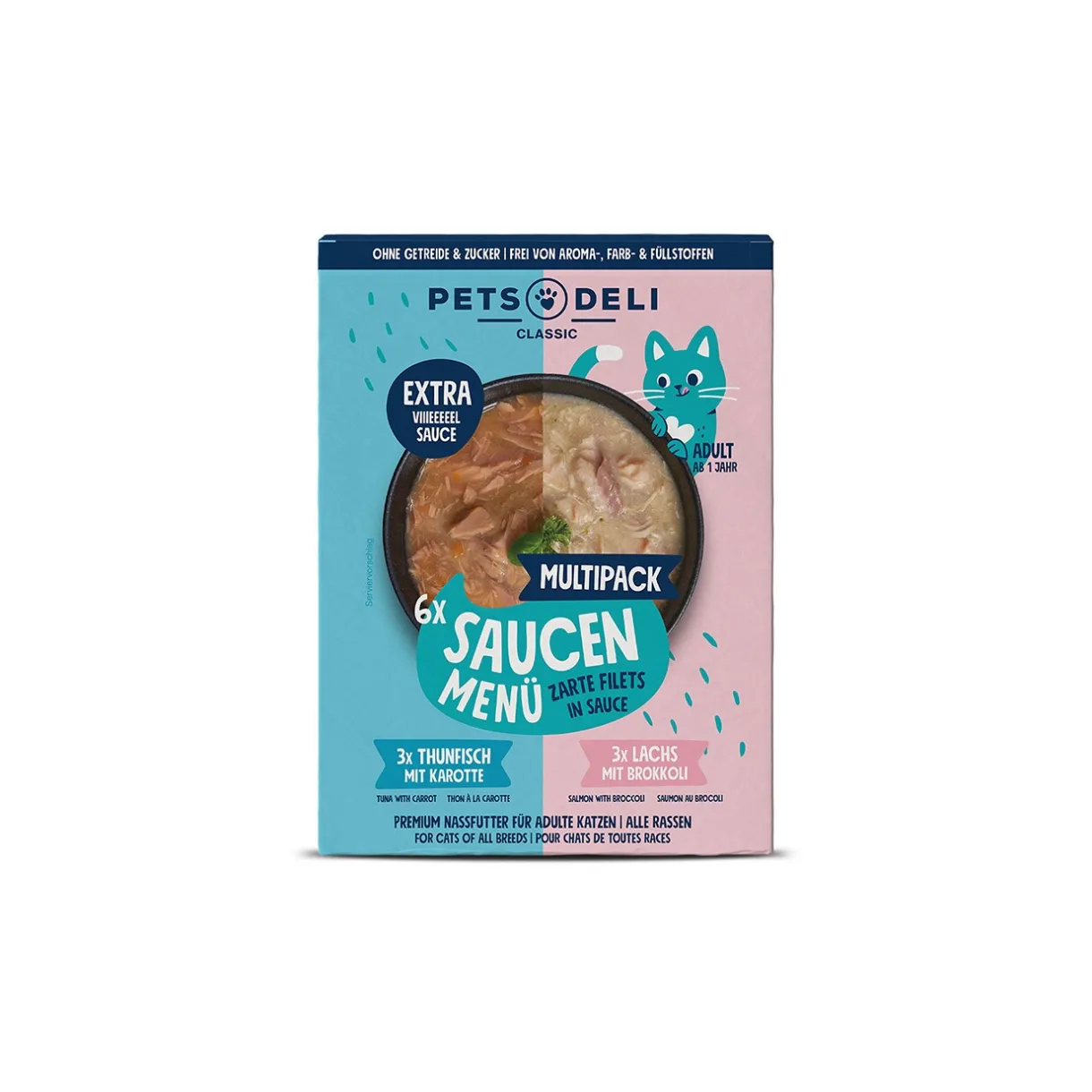 Nourriture Humide^Nourriture humide pour chat adulte , menu en sauce multipack 6x70 g