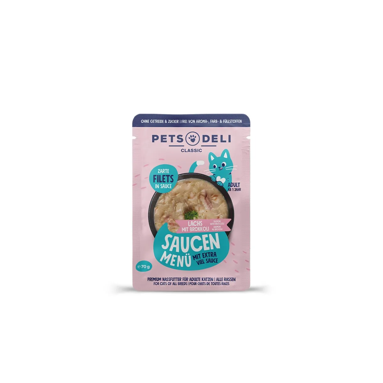 Nourriture Humide^Nourriture humide pour chat Adult Saucen Menu Saumon aux brocolis 12 x 70 g