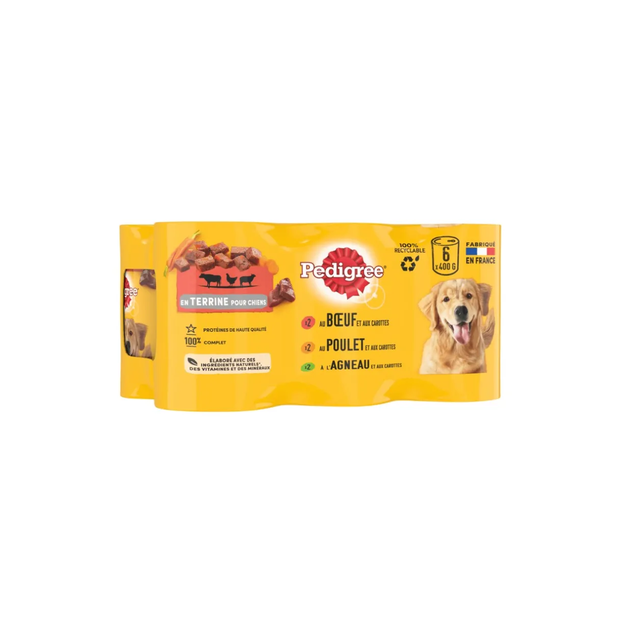 Pedigree Nourriture Humide^boîtes en terrine 3 variétés pour chien adulte 6x400g