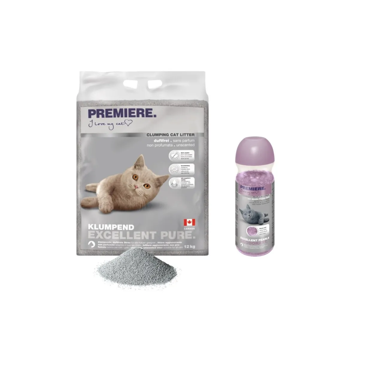 PREMIERE Litière Pour Chat^Excellent Flower Litière agglomérante Pure 12 kg au désodorisant