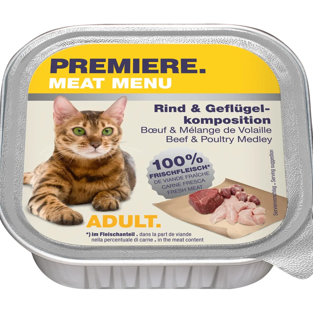 PREMIERE Nourriture Humide^Meat Menu Adult Boeuf & Mélange de volaille 16x100 g