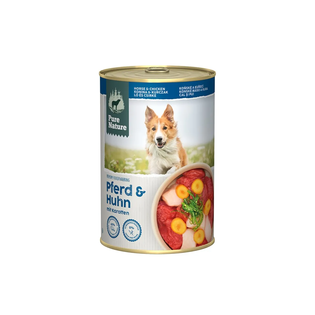 Nourriture Humide^Pure Nature Nourriture humide pour chien, Adulte 6x400 g Cheval & Poulet