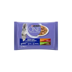 Purina ONE Nourriture Humide^- Sachets pour Chat à l'appétit difficile 4 x 85 g
