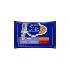 Purina ONE Nourriture Humide^- Sachets pour Chat Adulte au Bœuf et au Poulet 4 x 85 g