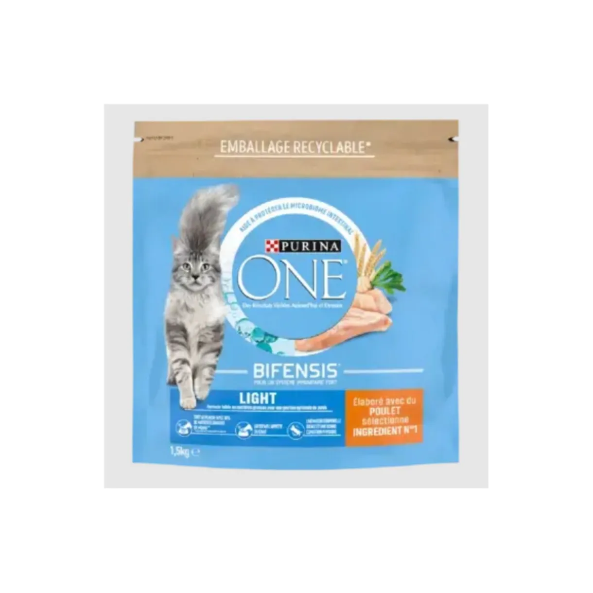 Purina ONE Croquettes Pour Chat^Croquettes Light pour Chat en Surpoids au Poulet et au Blé 1,5 kg
