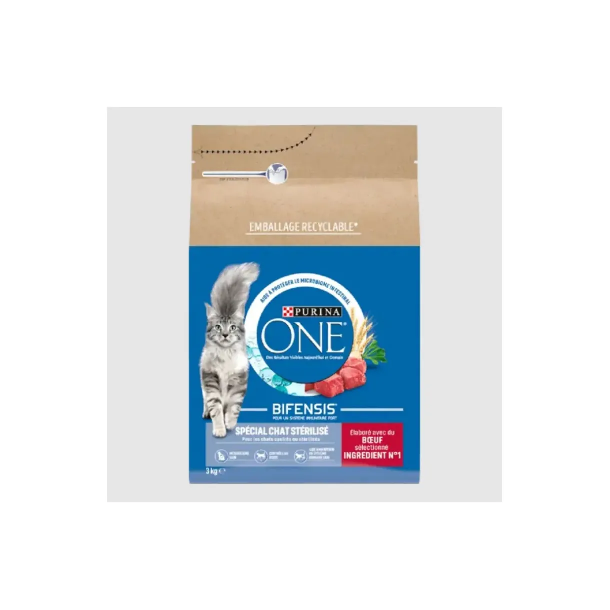 Purina ONE Croquettes Pour Chat^Croquettes pour Chat Stérilisé au Bœuf et au Blé 3 kg