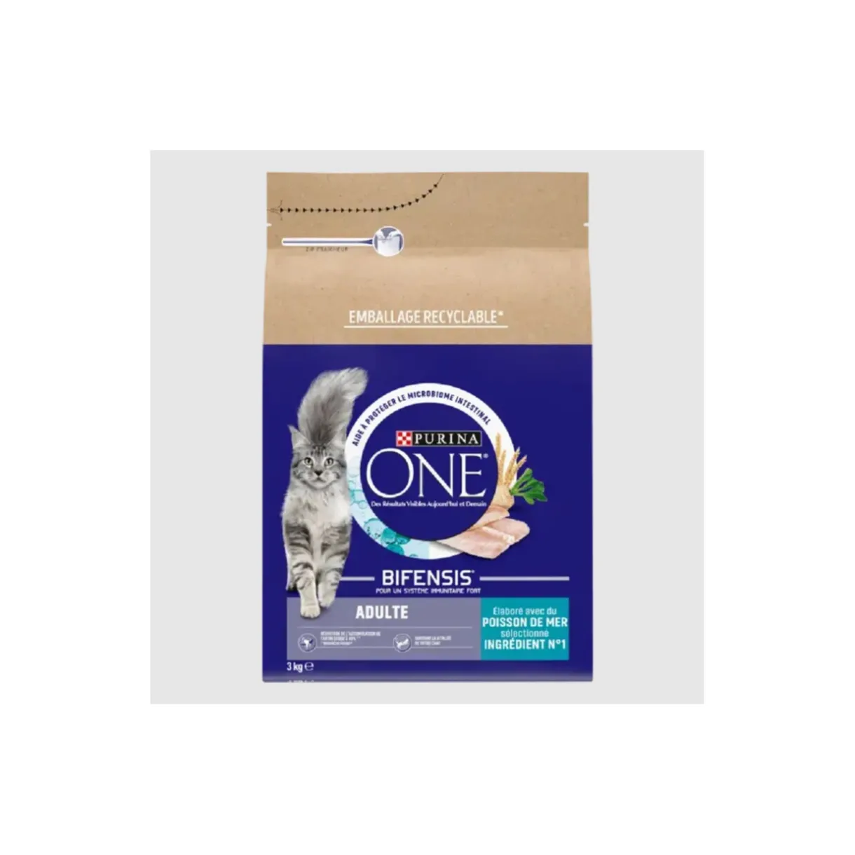 Purina ONE Croquettes Pour Chat^Croquettes pour Chat Adulte au Poisson et aux Céréales 3 kg