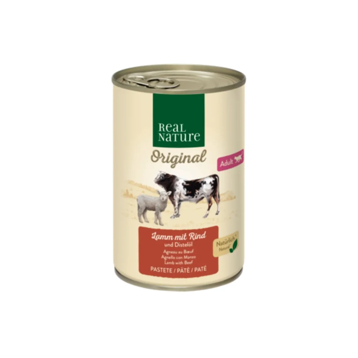 REAL NATURE Nourriture Humide^Adult agneau au bœuf et à l’huile de chardon 6x400 g