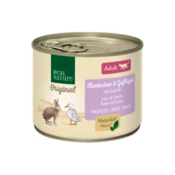 REAL NATURE Nourriture Humide^Original nourriture humide pour chat, Adulte lapin et volaille à l’huile de lin 6x200 g
