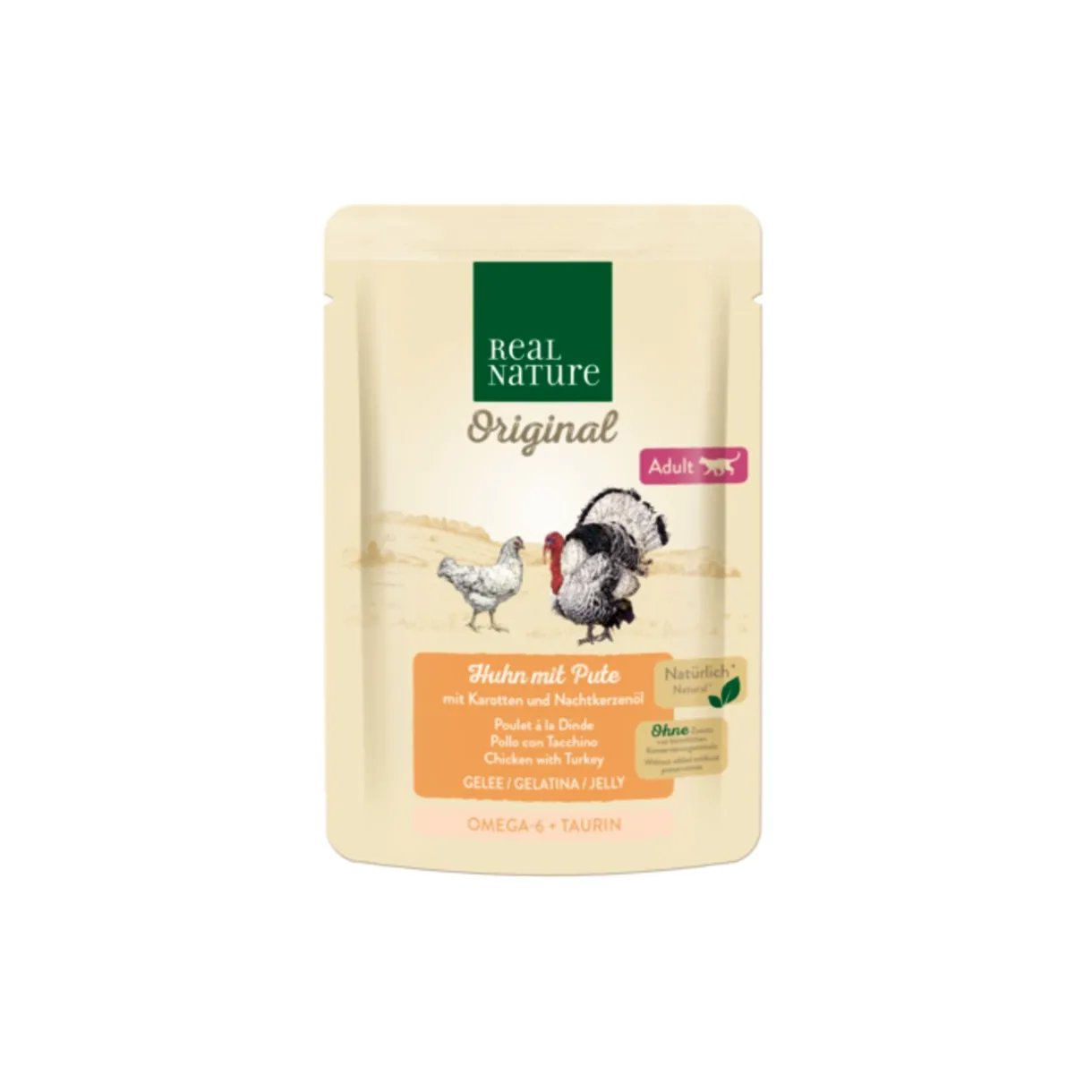 REAL NATURE Nourriture Humide^Original nourriture humide pour chat, Adulte 12x85 g Poulet avec dinde, en gelée
