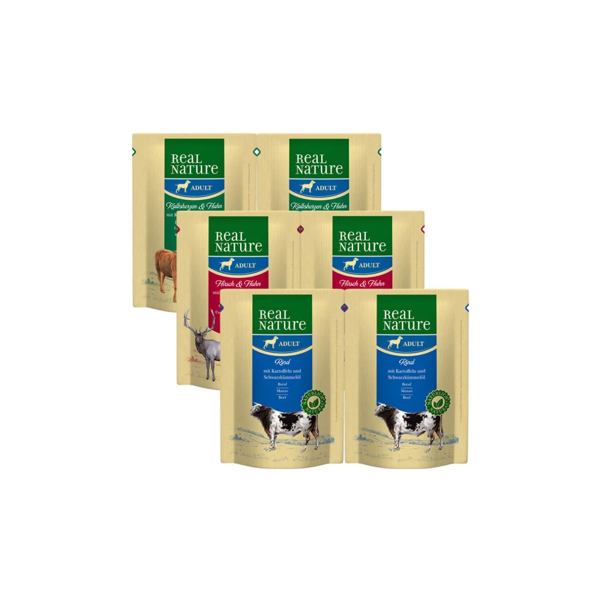 REAL NATURE Nourriture Humide^Pack mixte Adult Pouches 6 x 300 g