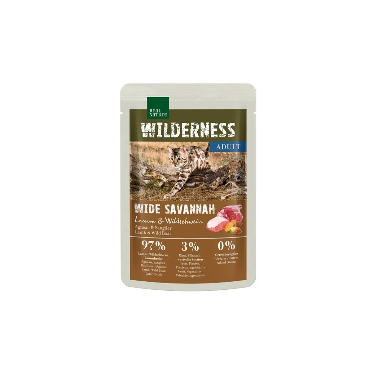 REAL NATURE Nourriture Humide^Wilderness Adult 12 x 85 g Wide Savannah agneau & sanglier