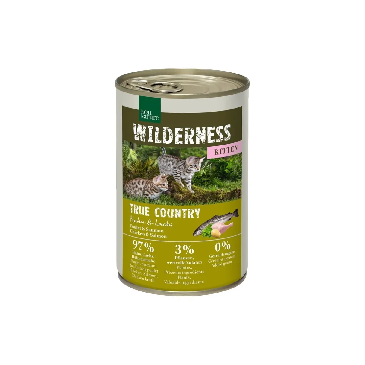 REAL NATURE Nourriture Humide|Nourriture^WILDERNESS chatons True Country Huhn & Lachs 6x400 g