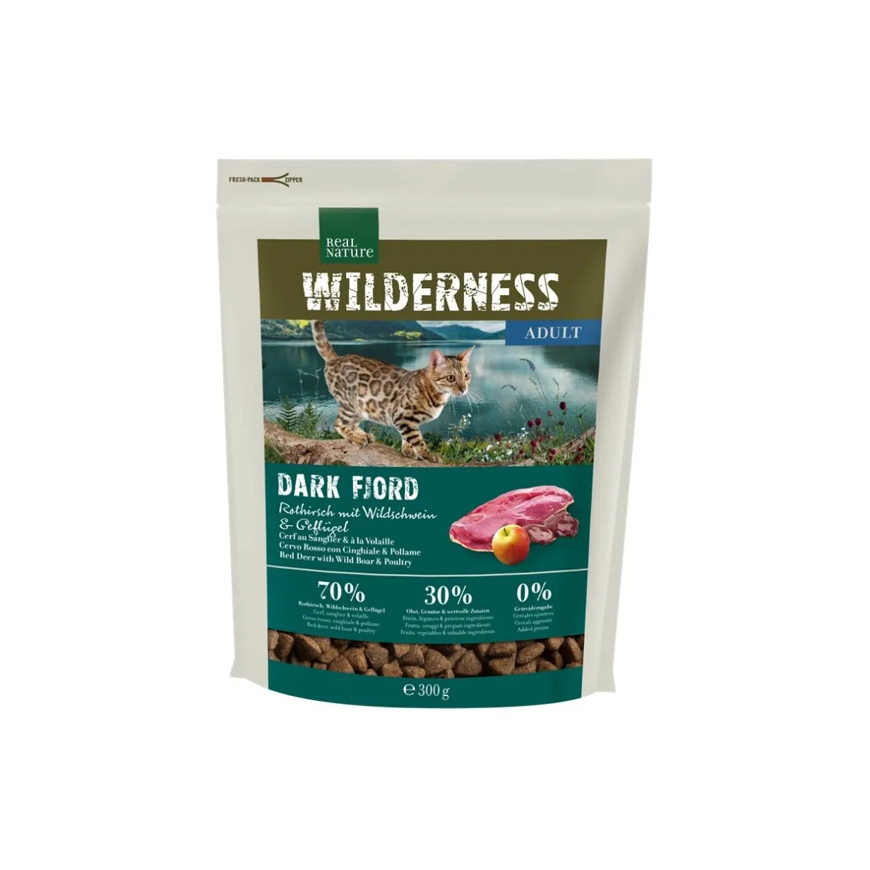 REAL NATURE Croquettes Pour Chat^WILDERNESS Dark Fjord Adult au cerf, au sanglier et à la volaille 300 g