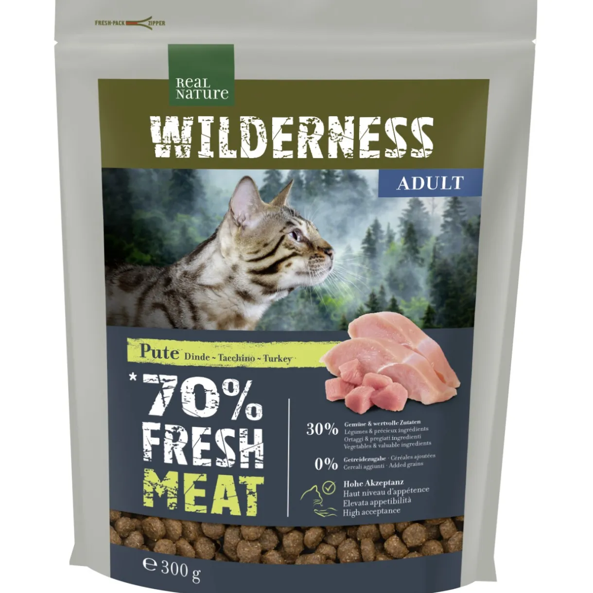 REAL NATURE Croquettes Pour Chat^WILDERNESS Fresh Meat Turkey Adult 300 g
