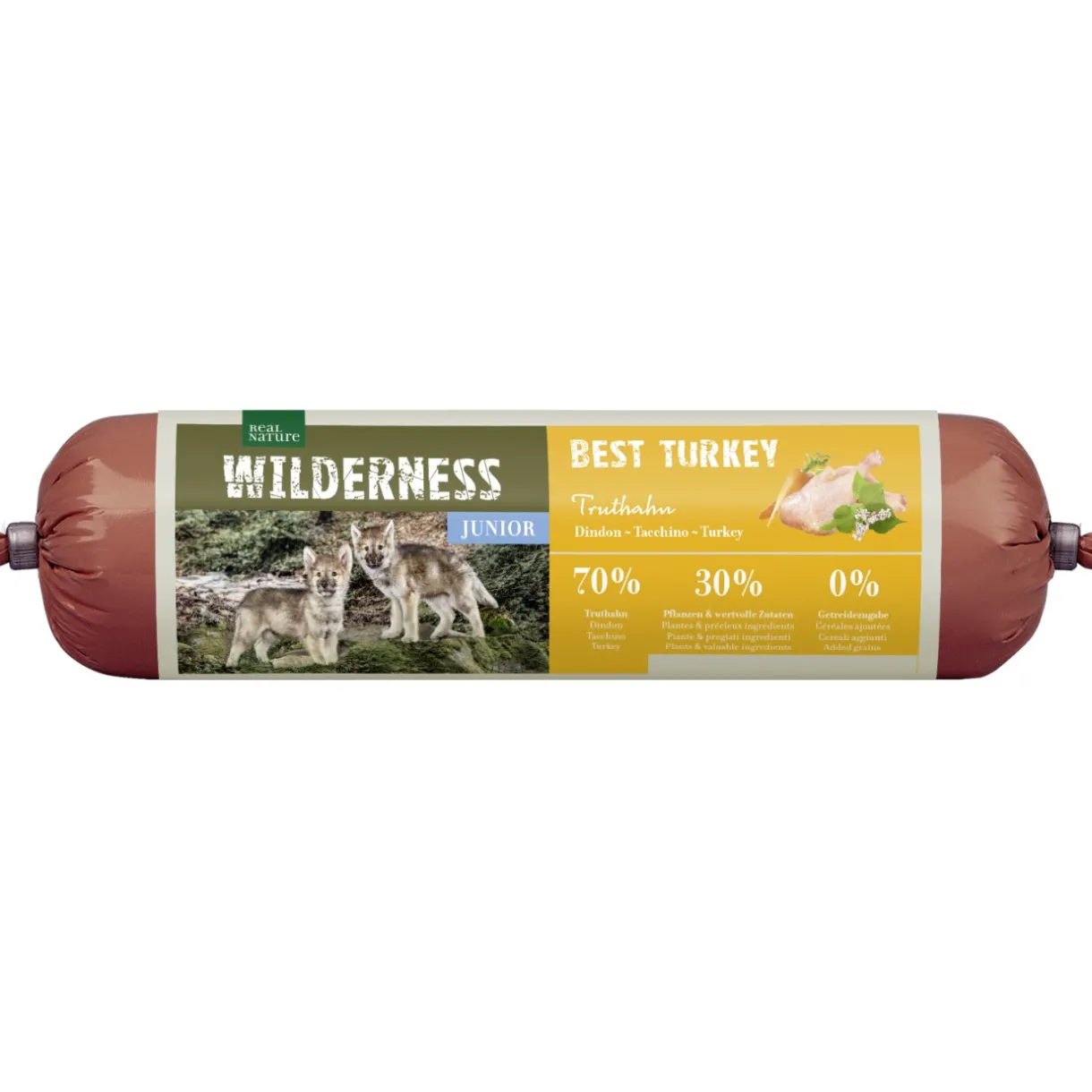 REAL NATURE Nourriture Humide|Nourriture^WILDERNESS Junior Saucisse Best Turkey - Dindon au sarrasin & pomme 800 g